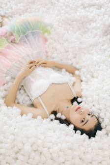 白桃美人一片式A字半身裙